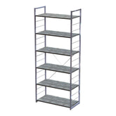 Modern ?Freestanding Bookcases in Wood and Steel with Durable Non-Scratch Shelves, Levelling Feet, for Office, Library, Study Room, Living Room, 15.75 x 33 x 79 in., Brown